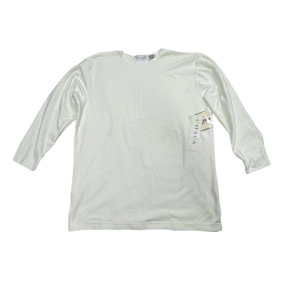 Chaus Sport size large 3/4 sleeve white blouse. NWT in great condition top.